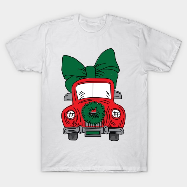 Old Fashion Vehicle - Christmas T-Shirt by AmazingArtMandi